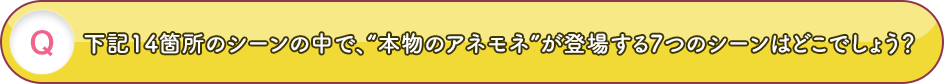 下記14箇所のシーンの中で、“本物のアネモネ”が登場する7つのシーンはどこでしょう？